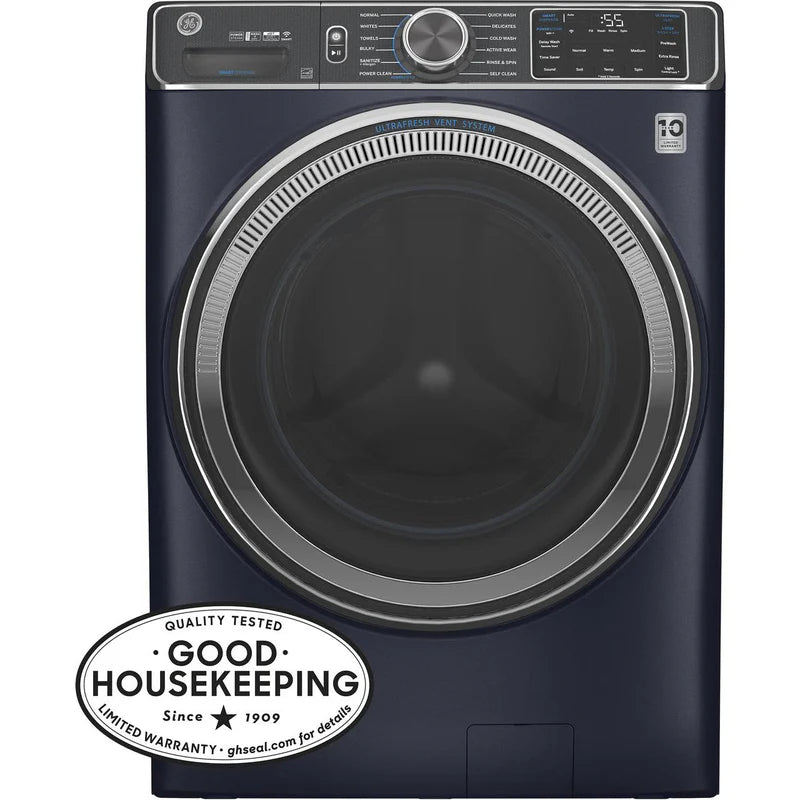 GE GFW850SPNRS 28" Width, ENERGY STAR Certified, 5.8 cu. ft. Capacity, Steam Clean, 12 Wash Cycles, 5 Temperature Settings, Stackable, 1300 RPM Washer Spin Speed, Water Heater, Wifi Enabled, Sapphire Blue colour. Refurbished 1 Year Warranty