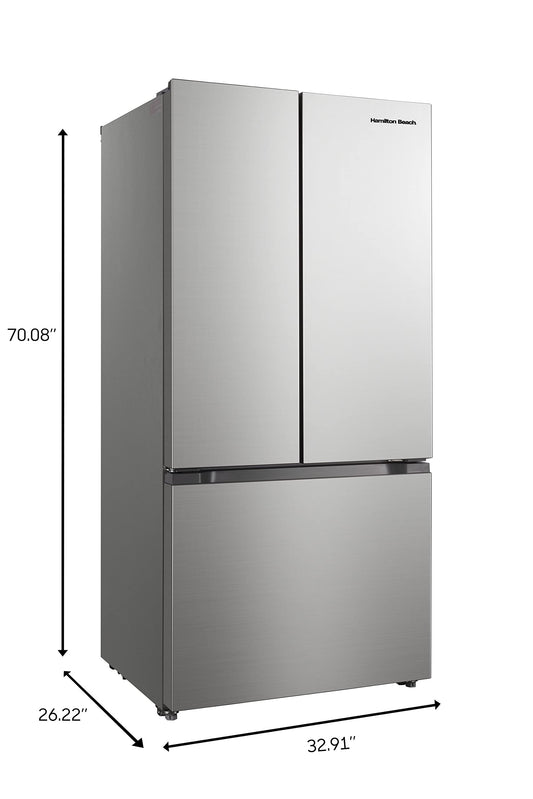 HBF-1662 33" Hamilton Beach French Door Full Size Counter Depth Refrigerator with Freezer Drawer (16.6 CU. FT.)