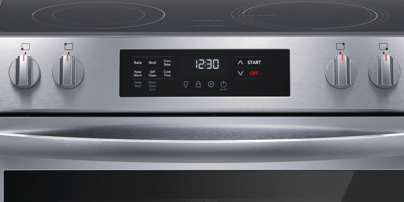 Frigidaire FCFE308CAS Range, 30" Width, Electric Range, Convection, 5 Burners, 5.3 cu. ft. Capacity, Storage Drawer, Stainless Steel
