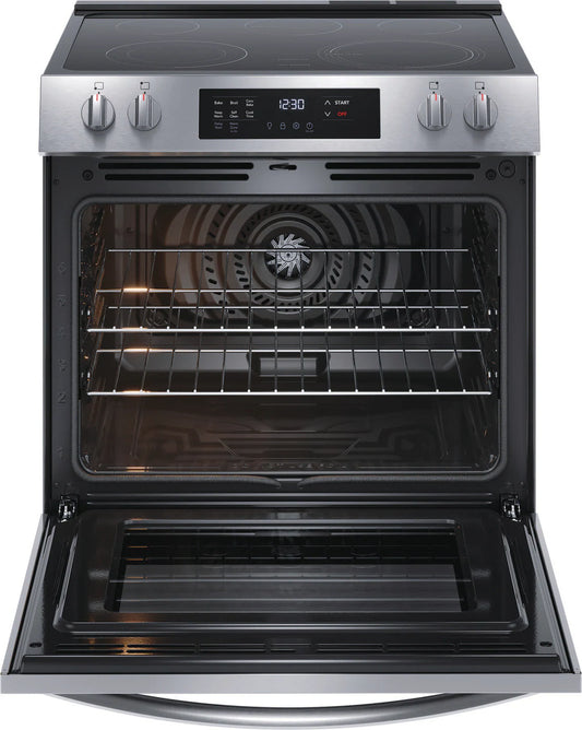 Frigidaire FCFE308CAS Range, 30" Width, Electric Range, Convection, 5 Burners, 5.3 cu. ft. Capacity, Storage Drawer, Stainless Steel