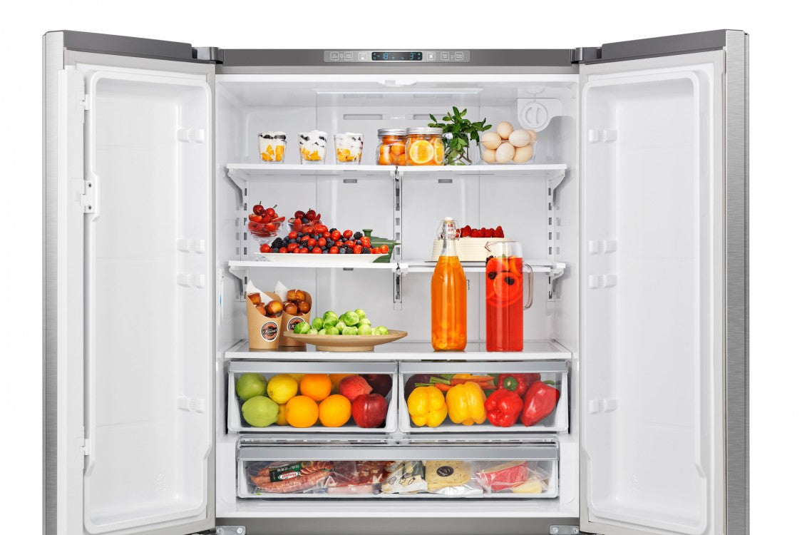 Hisense RF266C3FSE French Door Refrigerator, 36" Width, ENERGY STAR Certified, 26.6 cu. ft. Capacity, Freezer Located Ice Dispenser, Interior Water Dispenser, LED Lighting, Fingerprint Resistant, Stainless Steel colour PureFlat Design