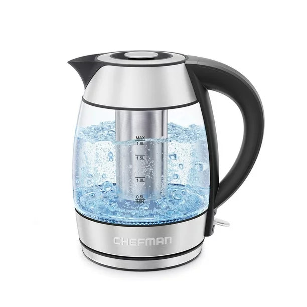 Chefman Easy-Steep 1.8L Electric Kettle with Tea Infuser, Stainless Steel