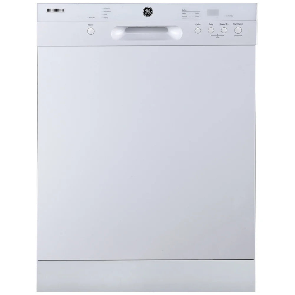 GE GBF410SGPWW Dishwasher, 24 inch Exterior Width, 55 dB Decibel Level, Full Console, 1 Wash Cycles, White Energy Star Certified (GBF410SGPWW)