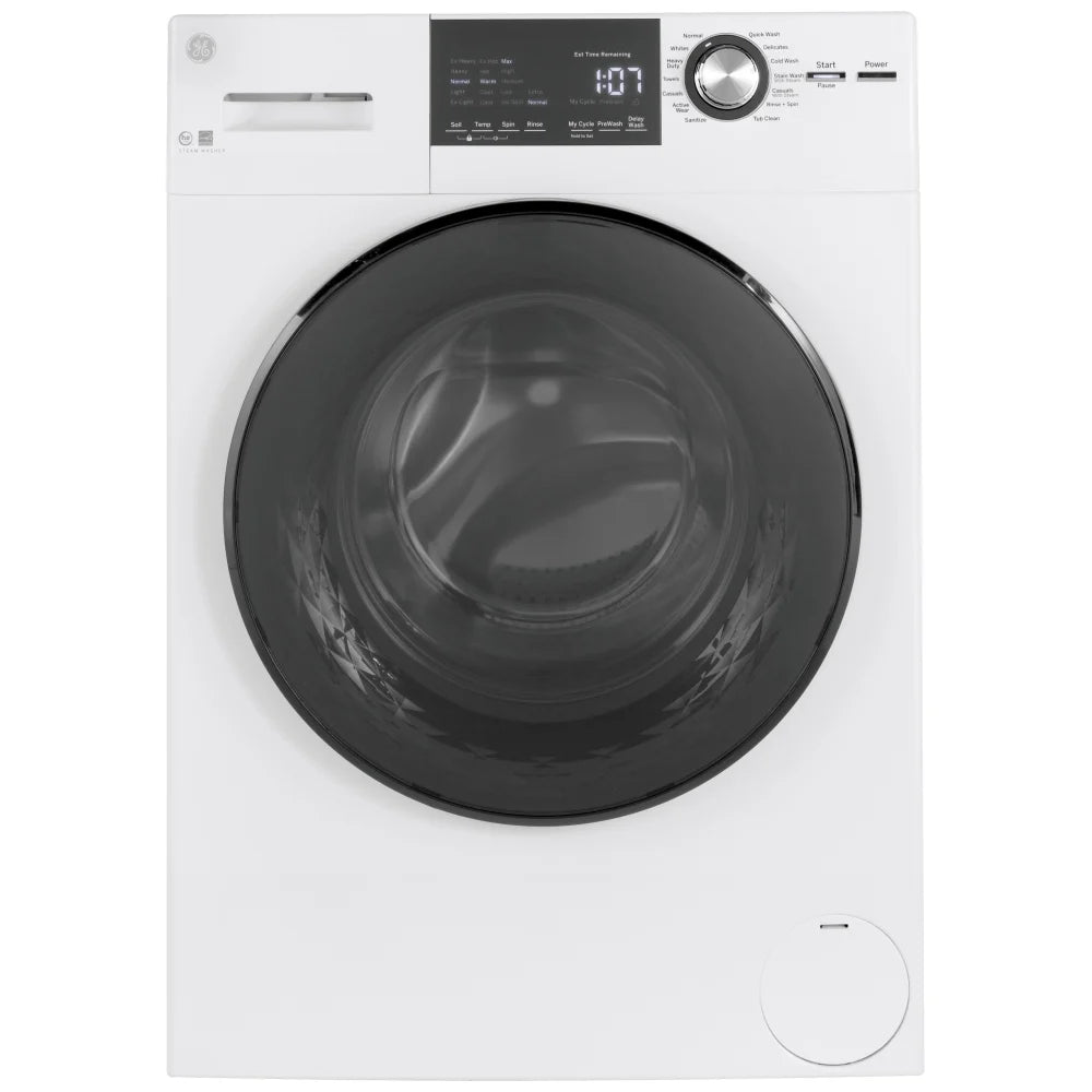 GE 24-Inch 2.8 cu. ft. Stainless Steel Drum Frontload Washer in White, ENERGY STAR®