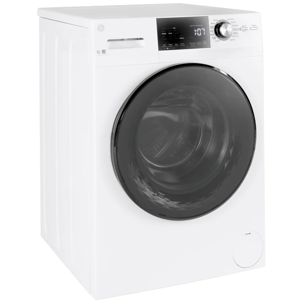 GE 24-Inch 2.8 cu. ft. Stainless Steel Drum Frontload Washer in White, ENERGY STAR®