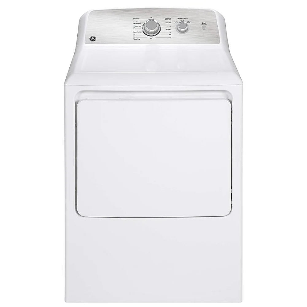 GE GTX33EBMRWS Electric Dryer, 27 inch Width, 6.2 cu. ft. Capacity, 3 Temperature Settings, Steel Drum