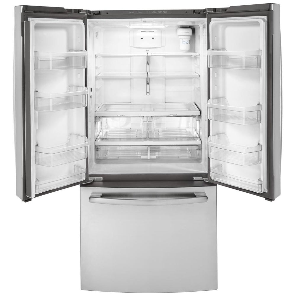 GE® ENERGY STAR® 18.6 Cu. Ft. Counter-Depth French-Door Refrigerator (GWE19JSLPFSS/GWE19JSLSS)