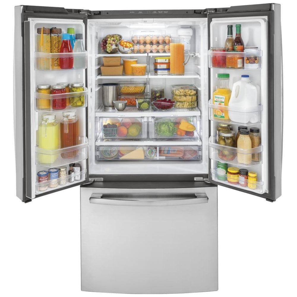 GE® ENERGY STAR® 18.6 Cu. Ft. Counter-Depth French-Door Refrigerator (GWE19JSLPFSS/GWE19JSLSS)