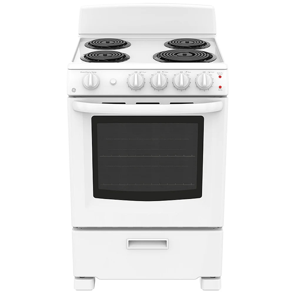 GE Range, 24" Exterior Width, Electric Range, Coil Burners (Electric), 4 Burners, 2.9 cu. ft. (JCAS300DM2WW)