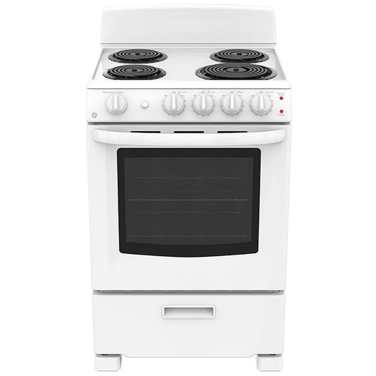 GE Range, 24" Exterior Width, Electric Range, Coil Burners (Electric), 4 Burners, 2.9 cu. ft. (JCAS300DM2WW)