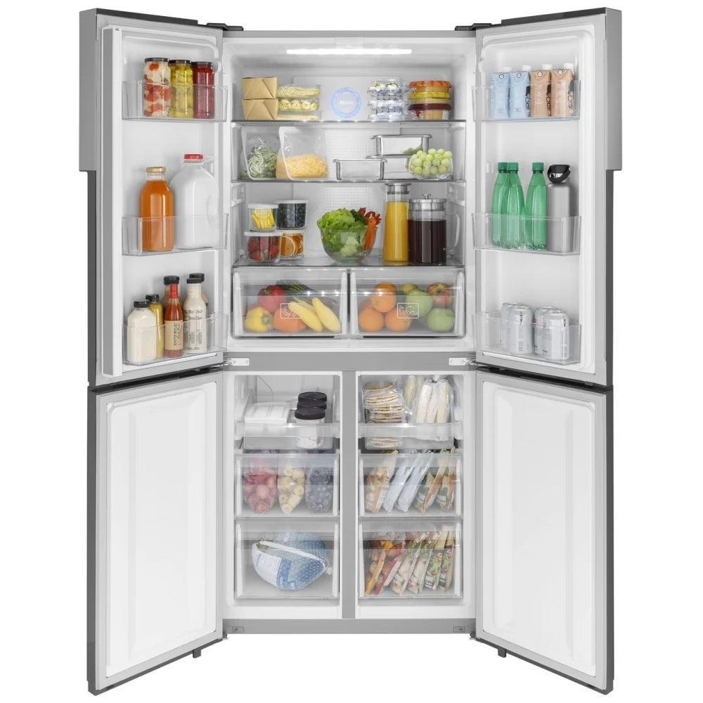 33'' Haier 16.4 Cu Ft Quad Door Refrigerator Fingerprint Resistant Stainless Steel - ENERGY STAR®(QHE16HYPAFS)