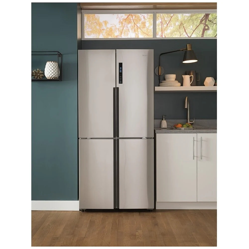 33'' Haier 16.4 Cu Ft Quad Door Refrigerator Fingerprint Resistant Stainless Steel - ENERGY STAR®(QHE16HYPAFS)