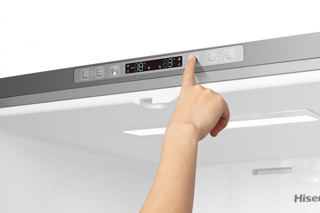 Hisense RF266C3FSE French Door Refrigerator, 36" Width, ENERGY STAR Certified, 26.6 cu. ft. Capacity, Freezer Located Ice Dispenser, Interior Water Dispenser, LED Lighting, Fingerprint Resistant, Stainless Steel colour PureFlat Design
