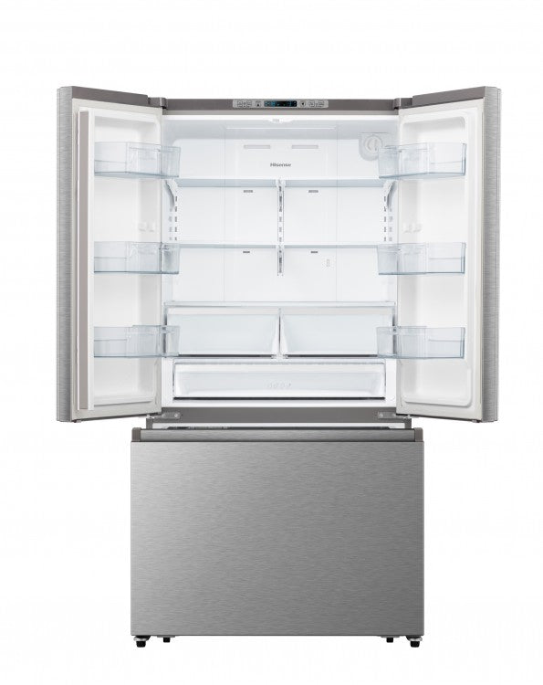 Hisense RF266C3FSE French Door Refrigerator, 36" Width, ENERGY STAR Certified, 26.6 cu. ft. Capacity, Freezer Located Ice Dispenser, Interior Water Dispenser, LED Lighting, Fingerprint Resistant, Stainless Steel colour PureFlat Design