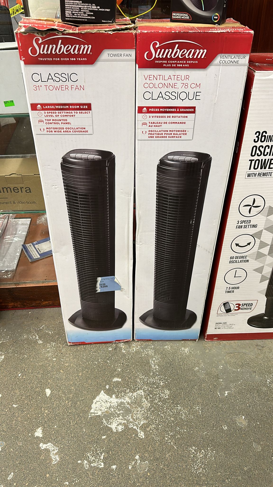 31" Sunbeam® Oscillating Tower Fan, Black (STF3110BC9)