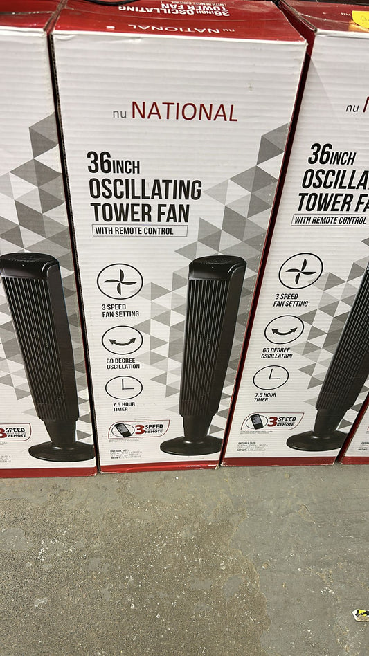 36" Oscillating Tower Fan with Remote Control