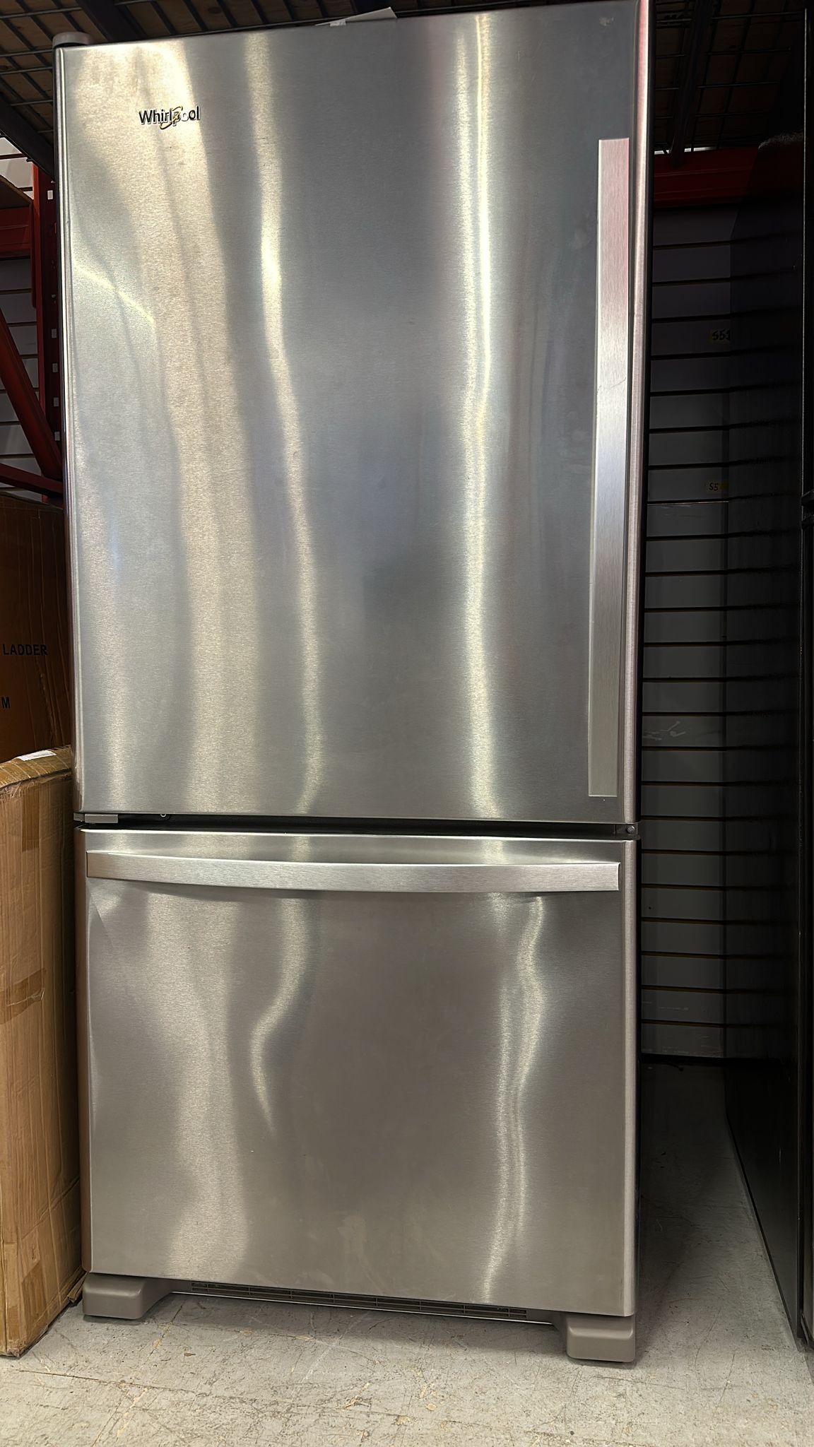 30" Whirlpool Bottom Freezer Refrigerator, ENERGY STAR Certified, Stainless Steel (WRB329LFBM01)