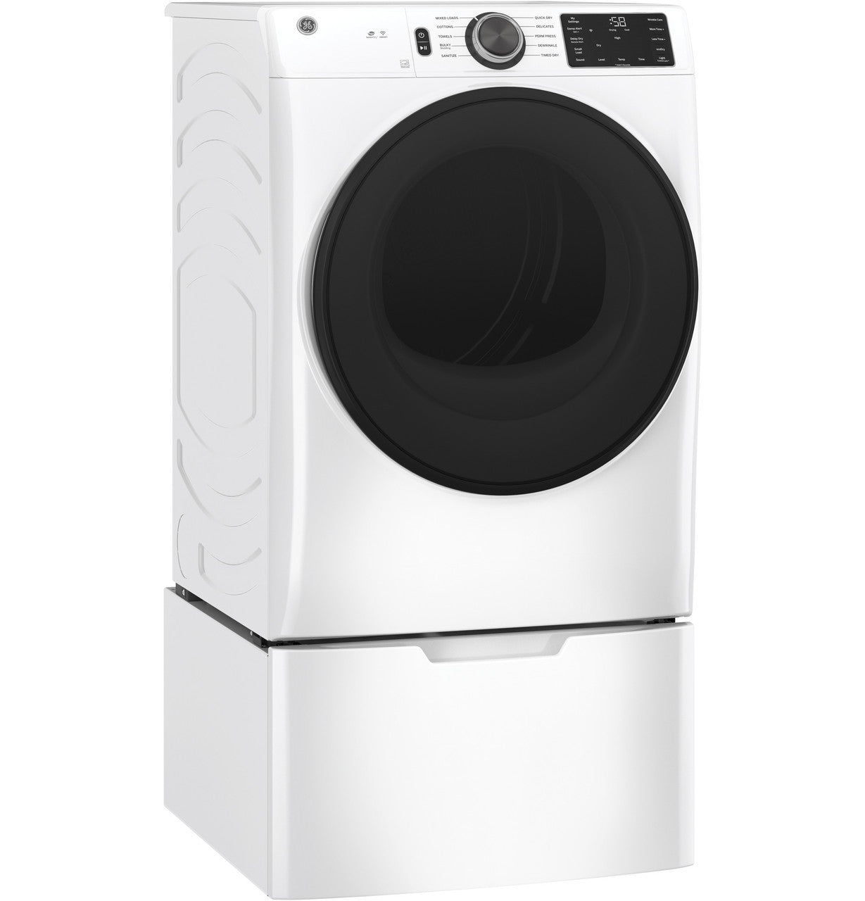 GE® ENERGY STAR® 7.8 cu. ft. Capacity Smart Front Load Electric Dryer with Sanitize Cycle (GFD55ESSNWW)