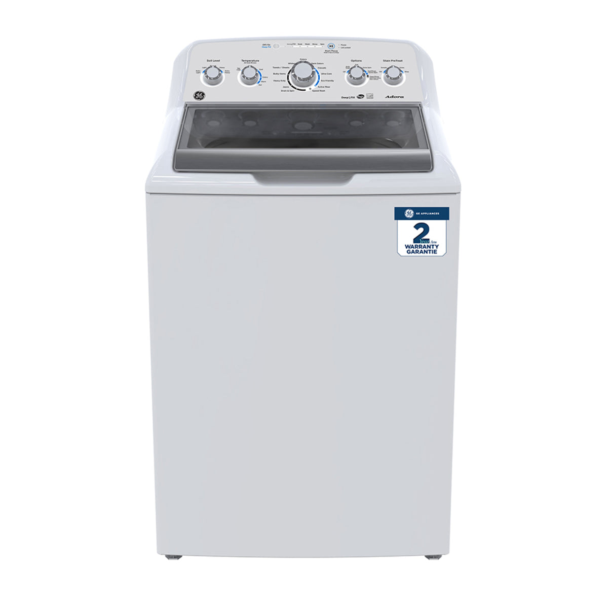 GE Adora 27-inch 4.9 cu. ft.(IEC) Top Load Washer with Stainless Steel Drum in White, ENERGY STAR® (GTW495DMNWS)